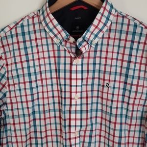 New Victorinox Teal Maroon Check L Shirt